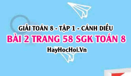 Giải bài 2 trang 58 Toán 8 Tập 1 SGK Cánh Diều